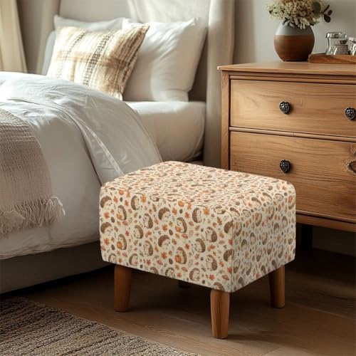 Autumn Maple Hedgehog Ottoman Cover - Stretch Rectangular Slipcover for 30''-33'' Ottoman Footstools