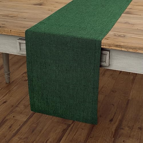 Linen Table Runner 14x90 Inches Forest Green - Handmade European Flax