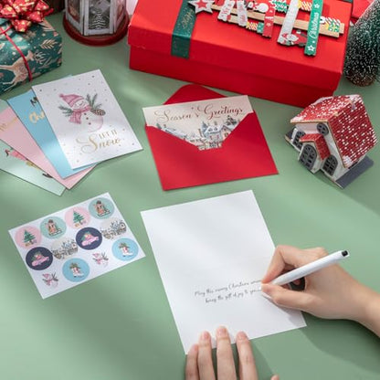 Christmas Cards Set with Envelopes & Stickers - 36 Pack Holiday Greeting Cards, 6 Designs - Christmas Card Variation