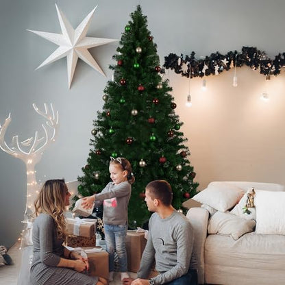 Unlit 7.5ft Artificial Christmas Tree with Stand - Green, Realistic Design