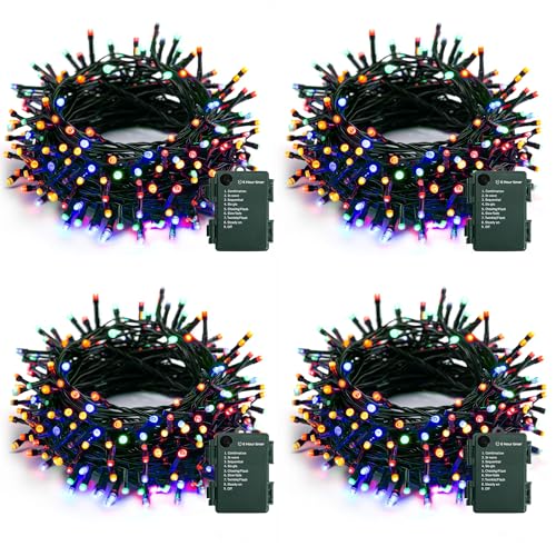 Multicolor Battery Operated Outdoor String Lights 50 LED 16FT Christmas Lights with 8 Modes