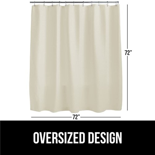 GORILLA GRIP Waffle Shower Curtain, Thick Weighted Fabric, Wrinkle and Rust Resistant, Hotel Quality Design, Heavy Duty Long Curtains for Bathroom Showers, Bath Tubs, Machine Wash, 72x72 Ivory Cream
