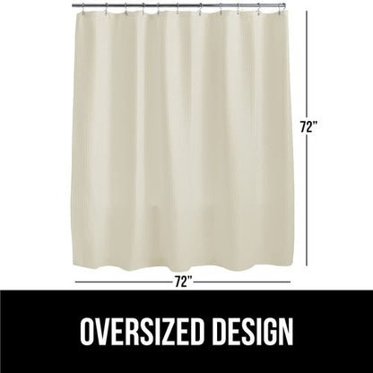 GORILLA GRIP Waffle Shower Curtain, Thick Weighted Fabric, Wrinkle and Rust Resistant, Hotel Quality Design, Heavy Duty Long Curtains for Bathroom Showers, Bath Tubs, Machine Wash, 72x72 Ivory Cream