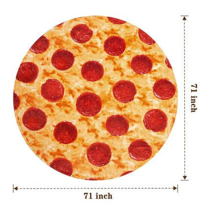 Mermaker Pepperoni Pizza Blanket 71 Inch Throw for Adults & Kids Crimson