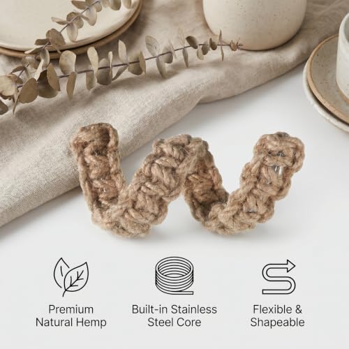 6 Pack Braided Curtain Tiebacks - Rustic Cotton Rope Holdbacks for Living Room Bedroom