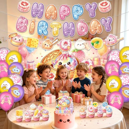Squishy Birthday Party Decorations Kit with Banners, Balloons, Cake & Cupcake Toppers