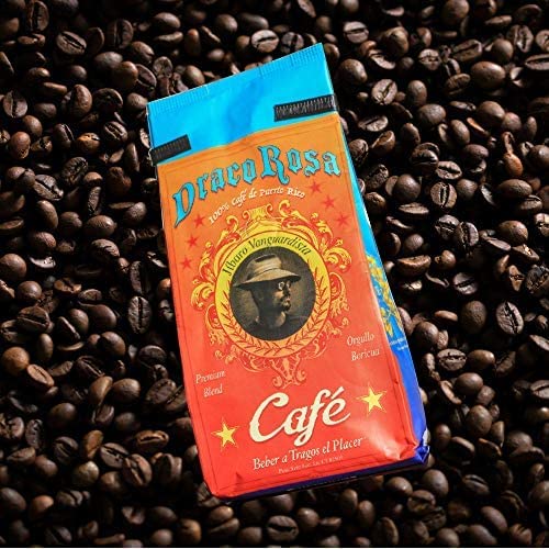 Draco Rosa Kit: Premium Ground Coffee from Puerto Rico - 8oz (2 Pack) + (1) Limited Edition Puerto Rican Sticker by Artist Jose Hoffman