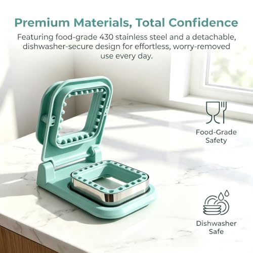 Square Crustless Sandwich Cutter and Sealer - Light Blue, Effortless 2-in-1 Bread Mold