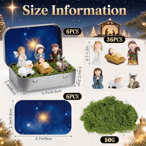 Mini Christmas Nativity Scene Set in Tin Box - Portable Holiday Decoration