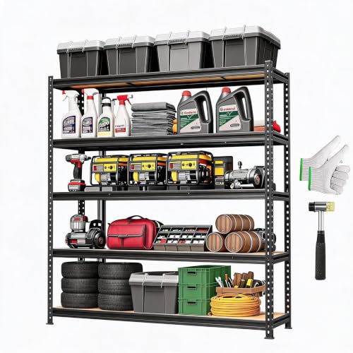 Heavy Duty 5-Tier Metal Storage Shelving Unit - Garage, Warehouse, Pantry