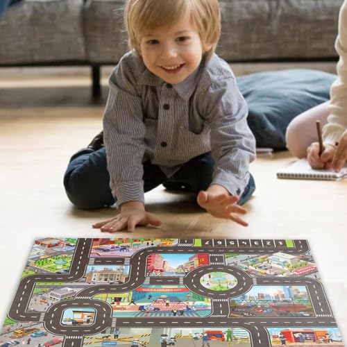 Kids Road Traffic Map Playmat Rug - Non-Slip City Scene Toy for Children Lh041