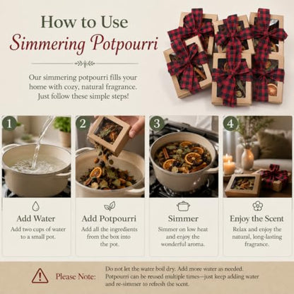 Christmas Simmer Pot Gift Set - 6 Fragrances, Rustic Farmhouse Decor