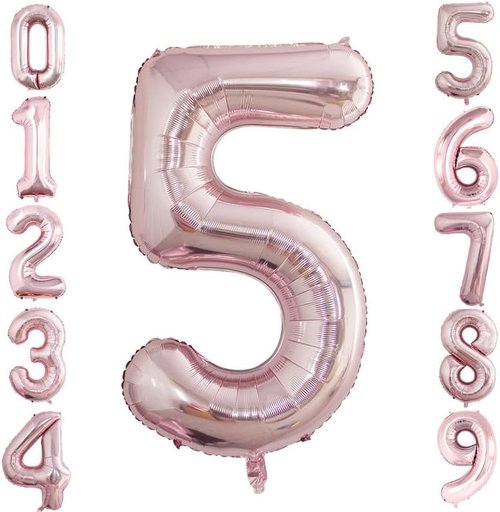 GOER 42-Inch Rose Gold Foil Number 5 Balloons - Perfect for 5th & 55th Birthday Celebrations