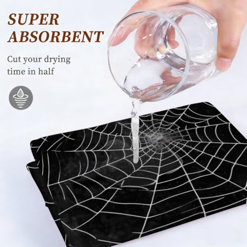 Halloween Spider Web Microfiber Hair Towel Wrap - Soft & Quick Dry