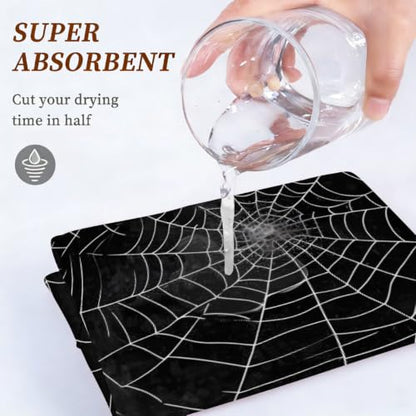 Halloween Spider Web Microfiber Hair Towel Wrap - Soft & Quick Dry