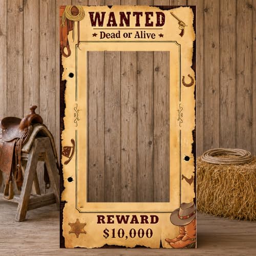 5.6Ft Western Wanted Poster Photo Booth Prop Stand Up - Cowboy Party Decor