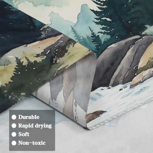 Mountain White Watercolor Tapestry 60x44 Inch Misty Forest River Scene - Wolijojo
