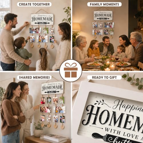 AWSICE Shabby Handmade Family Photo Wall Display Frame with Heart Accents