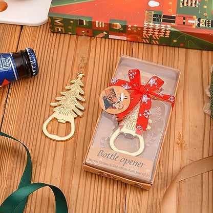 Gold 24Pcs Christmas Bottle Opener Set with Snowman Tree Train Snowflake Gifts