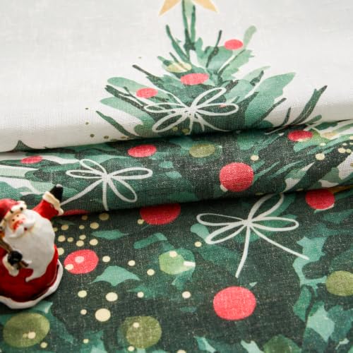 Christmas Tree Pattern Kitchen Curtains - 2 Panels 26x36 Inches, Festive Rod Pocket Window Drapes