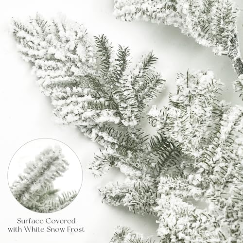 Large Frosted Christmas Pine Stems - Artificial Snowy Greenery for Holiday Decor, 33 Inches