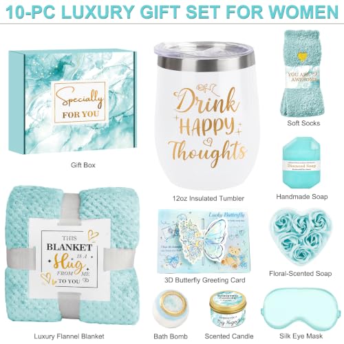 Blue Self Care Gift Basket for Women - Relaxation & Get Well Soon