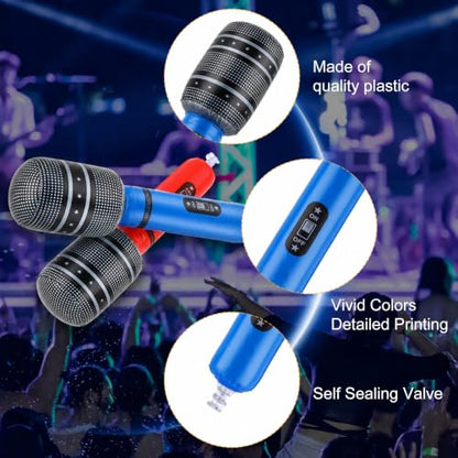 12 Pack Inflatable Microphones for Parties, 10 Inch Fake Karaoke Prop