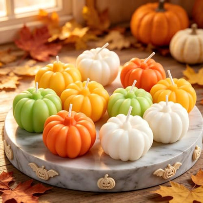 Fall Scented Pumpkin Candle Gift Set - 12 Mini Tealights for Autumn Decor