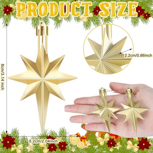 Champagne Bethlehem Star Ornaments - 24 Pack Christmas Tree Decorations