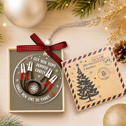 Funny Jumper Cables Ornament 2025 - Sarcastic Christmas Gag Gift - Variation: Cab