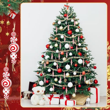 24 Christmas Candy Cane Wooden Ornaments for Holiday Decor