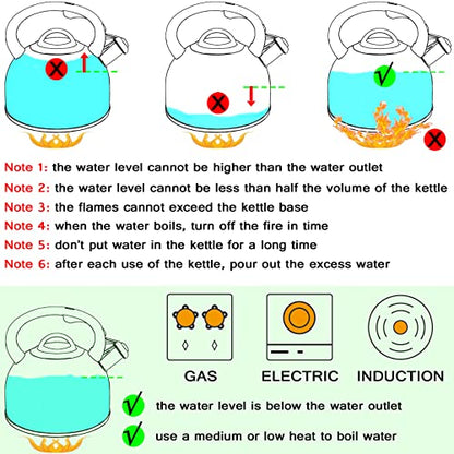 GGC 3L Loud Whistling Tea Kettle for Stove Top, Stainless Steel Kettle with Wood Pattern Handle for Boiling Water Milk or Coffee, Unique Button Control Kettle Outlet, Premium Black Kettle with a towel