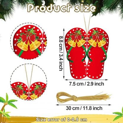 Christmas Wooden Slipper Ornaments - Beach & Hawaiian Style Holiday Decor