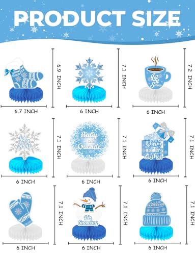 Winter Centerpieces for Table - 9Pcs Snowflake Winter Decorations