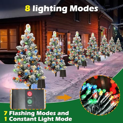1 Pack Solar Christmas Tree Outdoor Lights with 100 LEDs - 8 Modes, Pine Cones & Berries