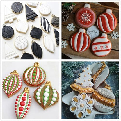 Large Christmas Ornament Cookie Cutters Set - 4Pcs Winter Holiday Shapes - Snow Globe, Round, Teardrop, Finial - Stainless Steel