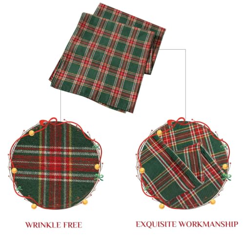 Christmas Checkered Tartan Table Runner - Green, 13 x 70 Inches - 2 Pack