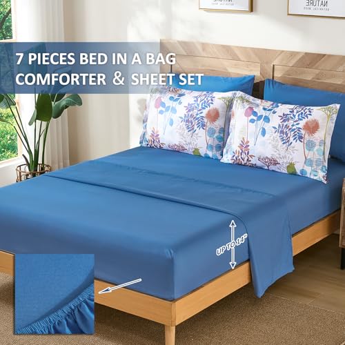 7-Piece King Size Botanical Comforter Set - Microfiber Bed Bedding