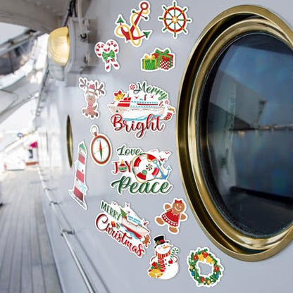 Christmas Cruise Door Magnets 16 Pack - Holiday Refrigerator & Car Decor - Classic