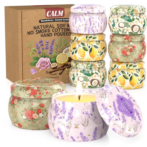 WarmEmbrace 8-Pack Soy Scented Candles Set with 4 Unique Fragrances - 8.8OZ