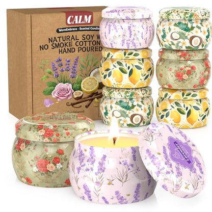 WarmEmbrace 8-Pack Soy Scented Candles Set with 4 Unique Fragrances - 8.8OZ