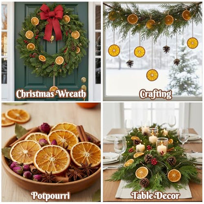Orange Dried Slices for Crafts & Decor - 30 Pieces with Twine, Christmas Wreath & Garland Supplies