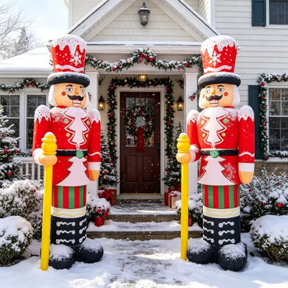 8FT Inflatable Christmas Nutcracker Decoration with LED Lights for Lawn Yard Holiday Festive