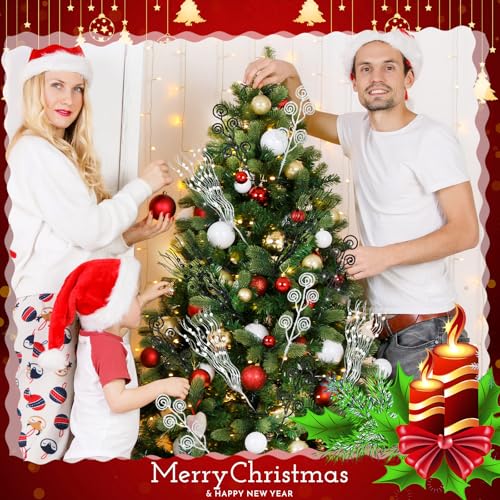 Christmas Tree Picks Sprays Set - Black & White Glitter 17" & 12"