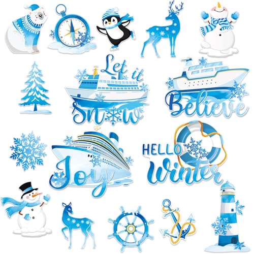 Capoda 16Pcs Christmas Cruise Door Magnets - Frozen Winter Decorations
