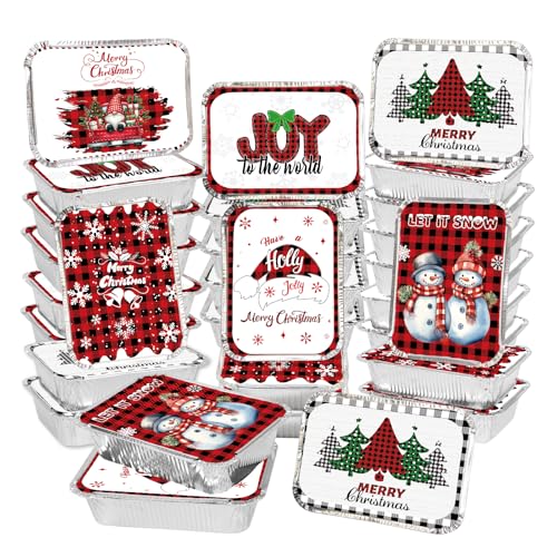 36 Pack Christmas Aluminum Food Containers with Lids - Holiday Treat Storage