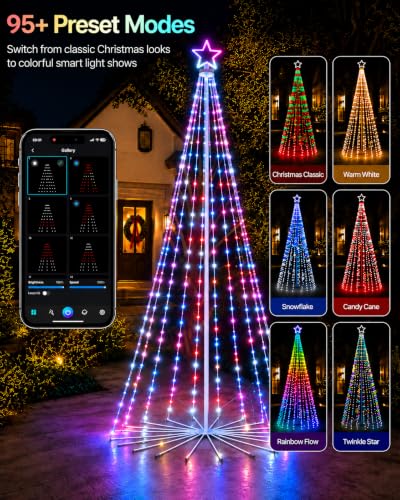 10FT RGB Outdoor Christmas Tree Lights - Cone Tree for Yard with App Control