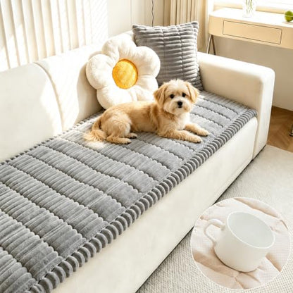 Sectional Sofa Cover for Dogs - Light Gray, 27.6x70.9in, Machine Washable & Non-Slip