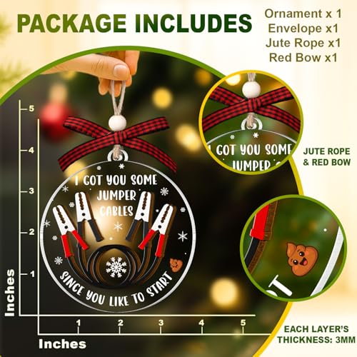 Funny Jumper Cables Ornament 2025 - Sarcastic Christmas Gag Gift - Variation: Cab