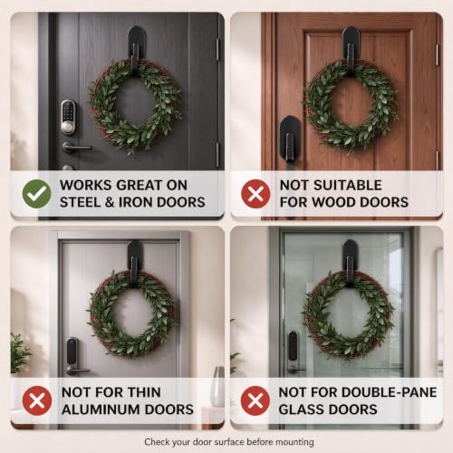 Magnetic Wreath Hanger for Front Door & Metal Surfaces, Heavy Duty Set
